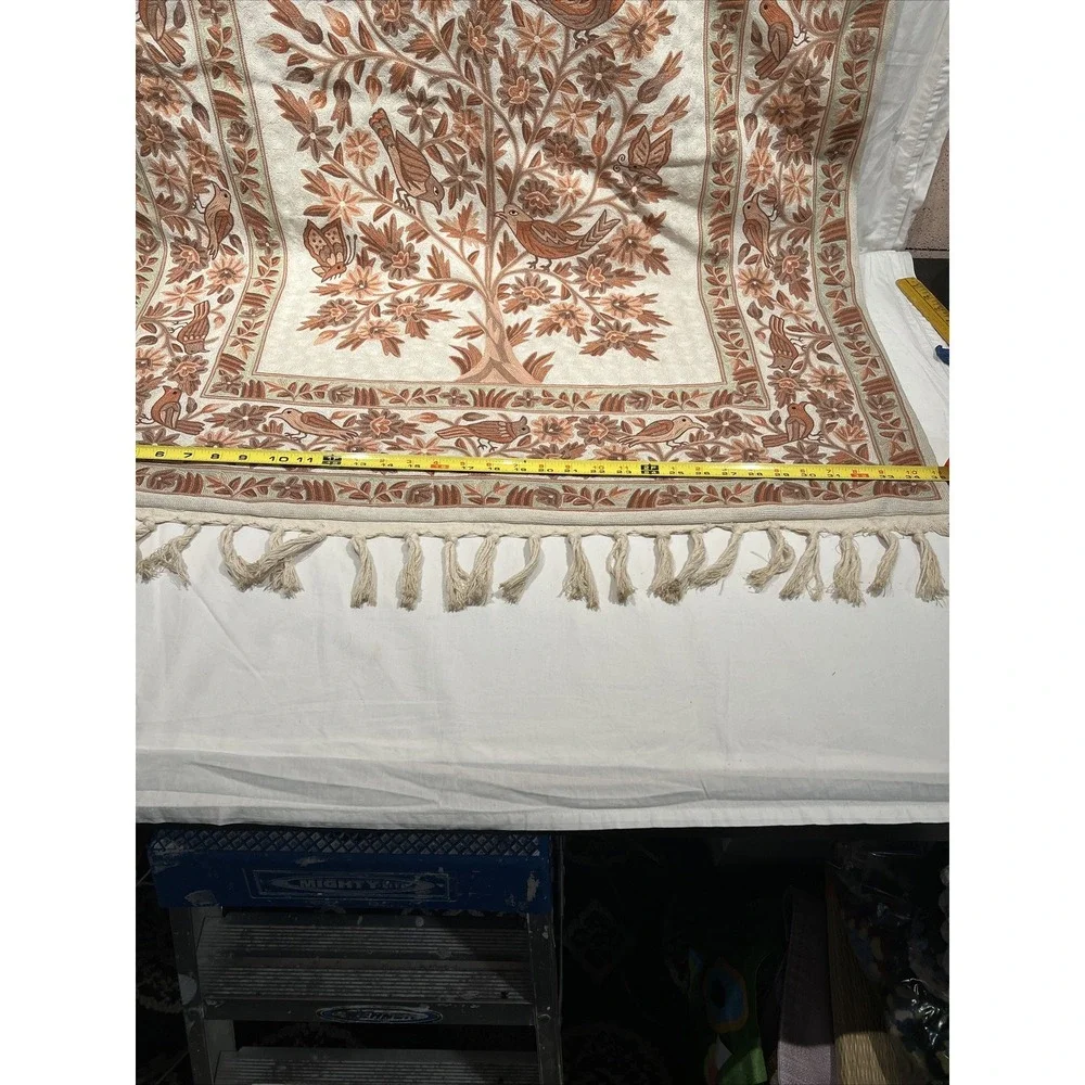 Handmade Crewel‎ Embroidered Tree of Life rug carpet Bird Floral Tapestry 36x56